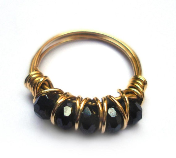 black wire wrapped ring handmade jewelry