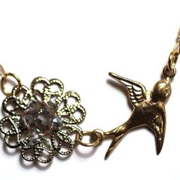 Gold Handmade Necklace with bird Charm