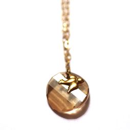 Gold Handmade Necklace with Swarovski Pendant and Bird Charm