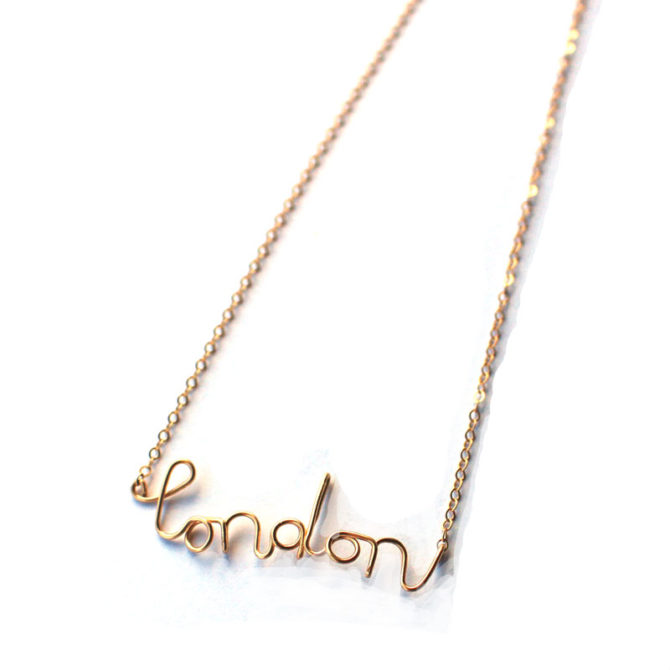 london word necklace in 14k gold filled