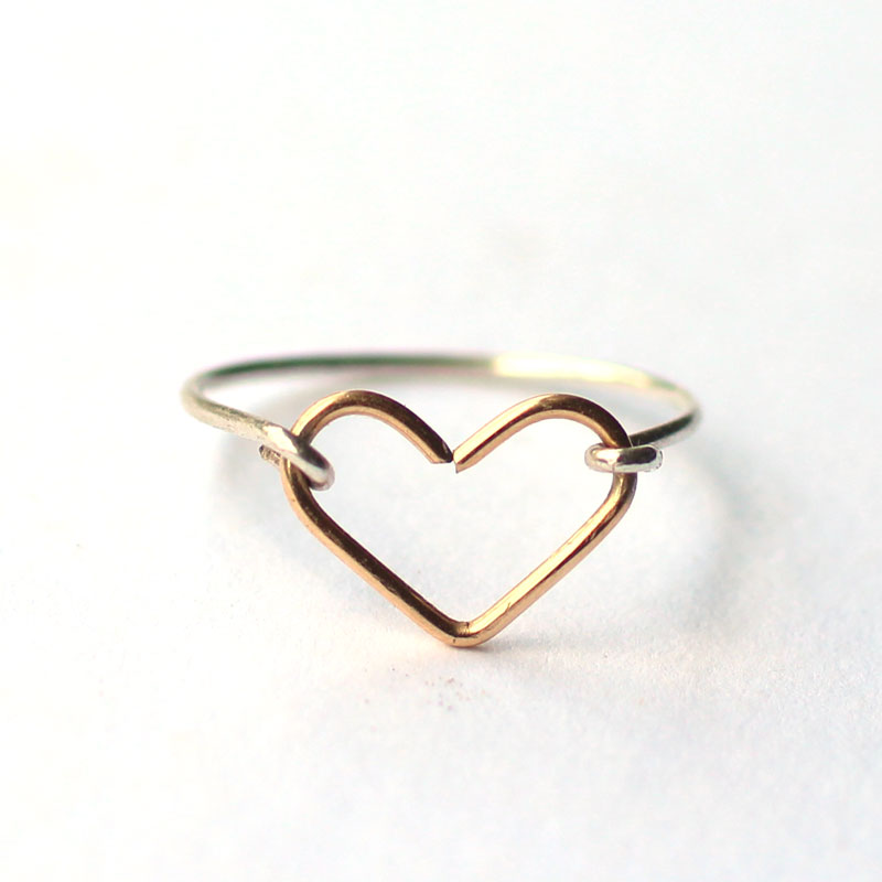 two-toned-heart-ring-silver-band-gold-heart-handmade-jewelry